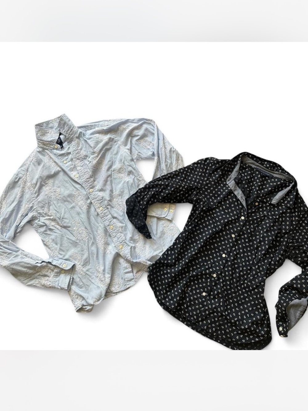 Womenβs blue white and navy button up top bundle Tommy hilfigure and gap
